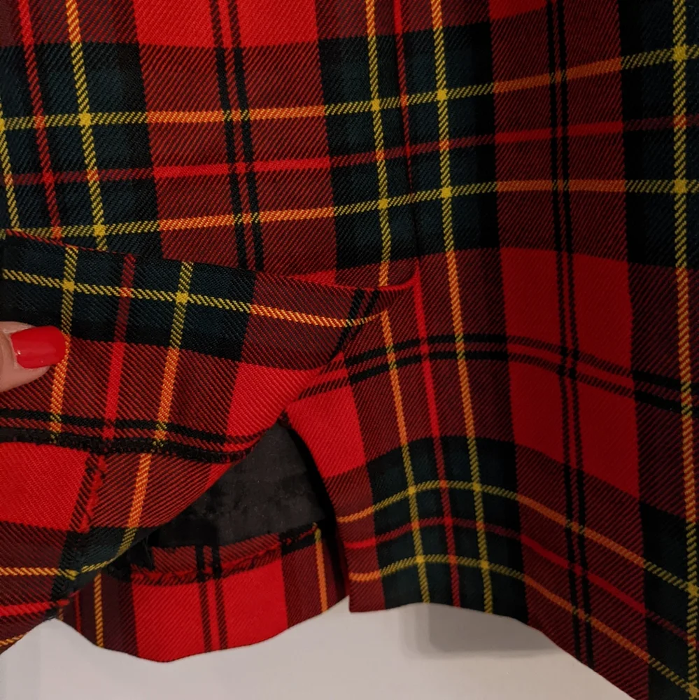 Vtg Brendella 100% Wool Plaid Midi Skirt‎ Size 26